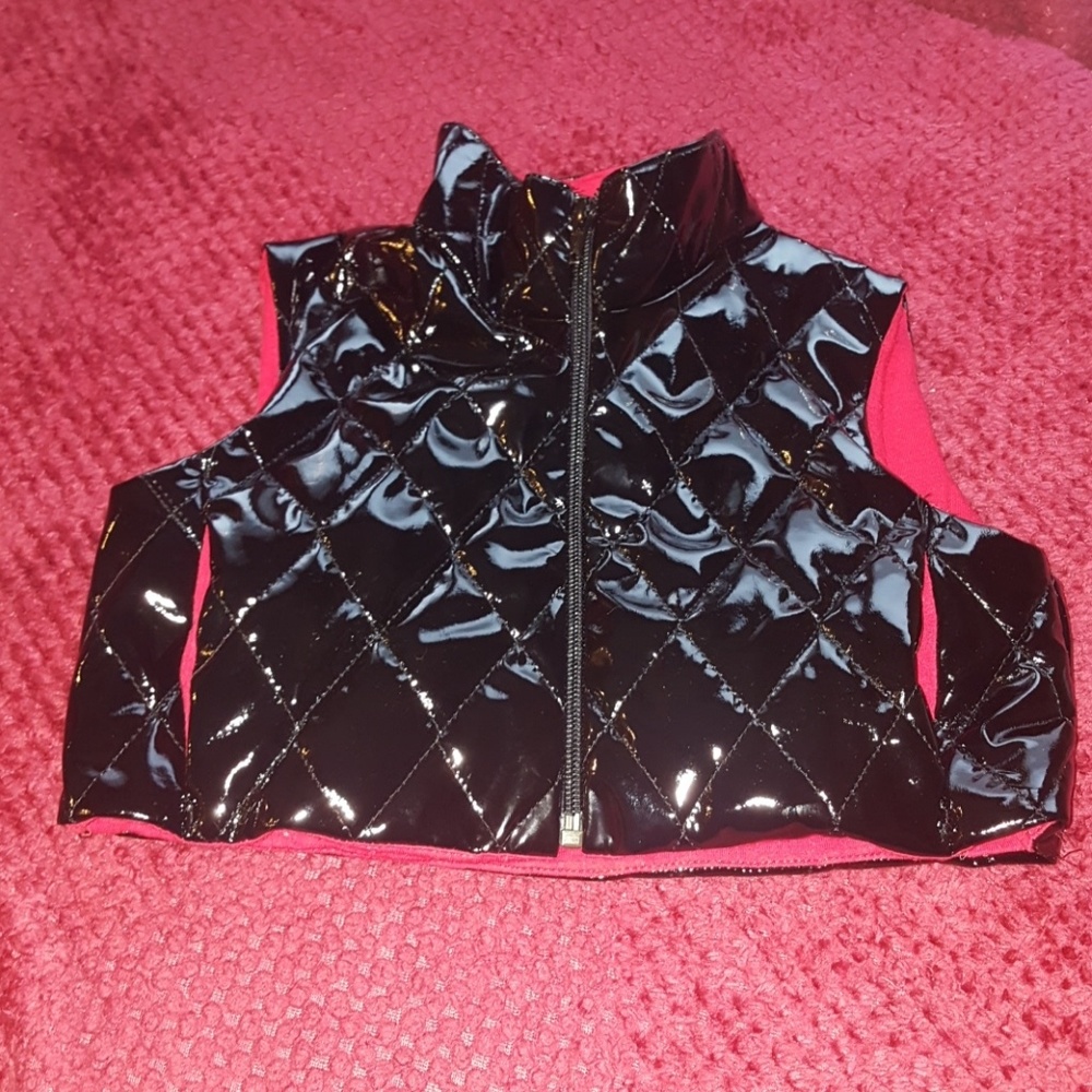 Little Mass quilted patent adorable  crop vest